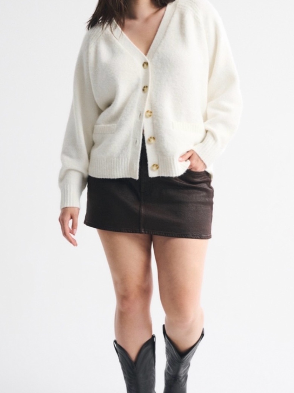 NWT- Abercrombie & Fitch Cream Dad V- Neck Cardigan XS Oversized SOLD OUT ONLINE